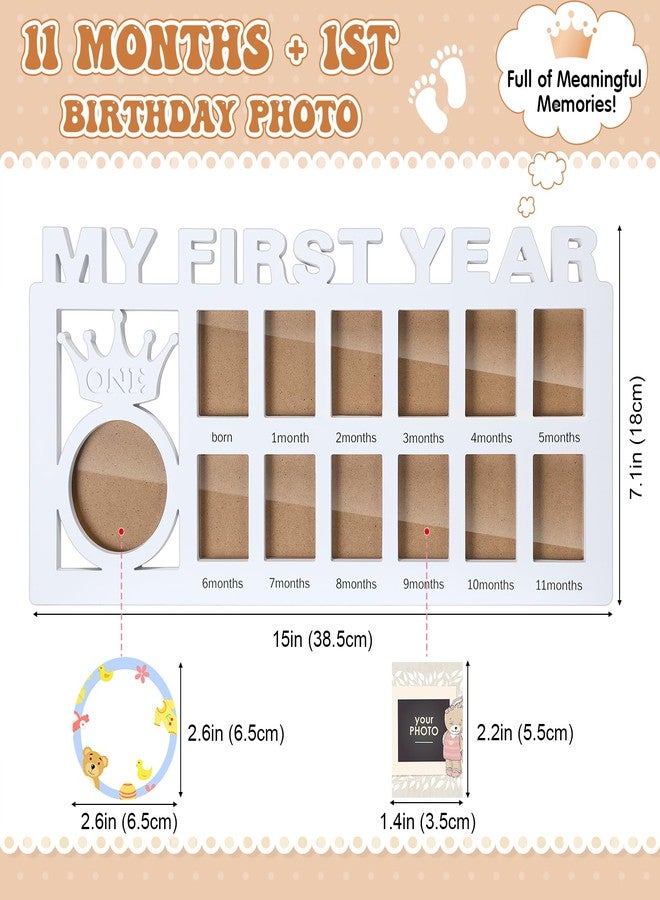 BrightRow My First Year Baby Photo Display Frame Baby Hand and Footprint Kit 12 Months Growth Record Impression Paste Handprint Keepsake Frame 1st Birthday Party New Mom Gift and Decoration (White) - Image 2